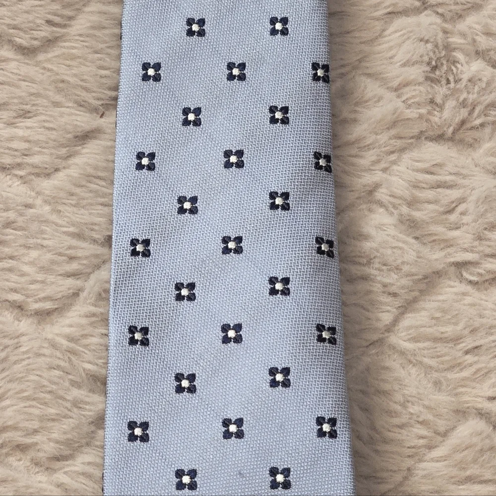 J. Crew Blue Geo Floral Silk Skinny Tie